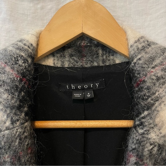 Theory Plaid Print Wool Coat - Picture 4 of 5